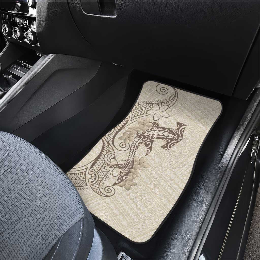 Beige Hawaii Car Mats Hammerhead Shark Tattoo Curve Polynesian LT14 - Polynesian Pride