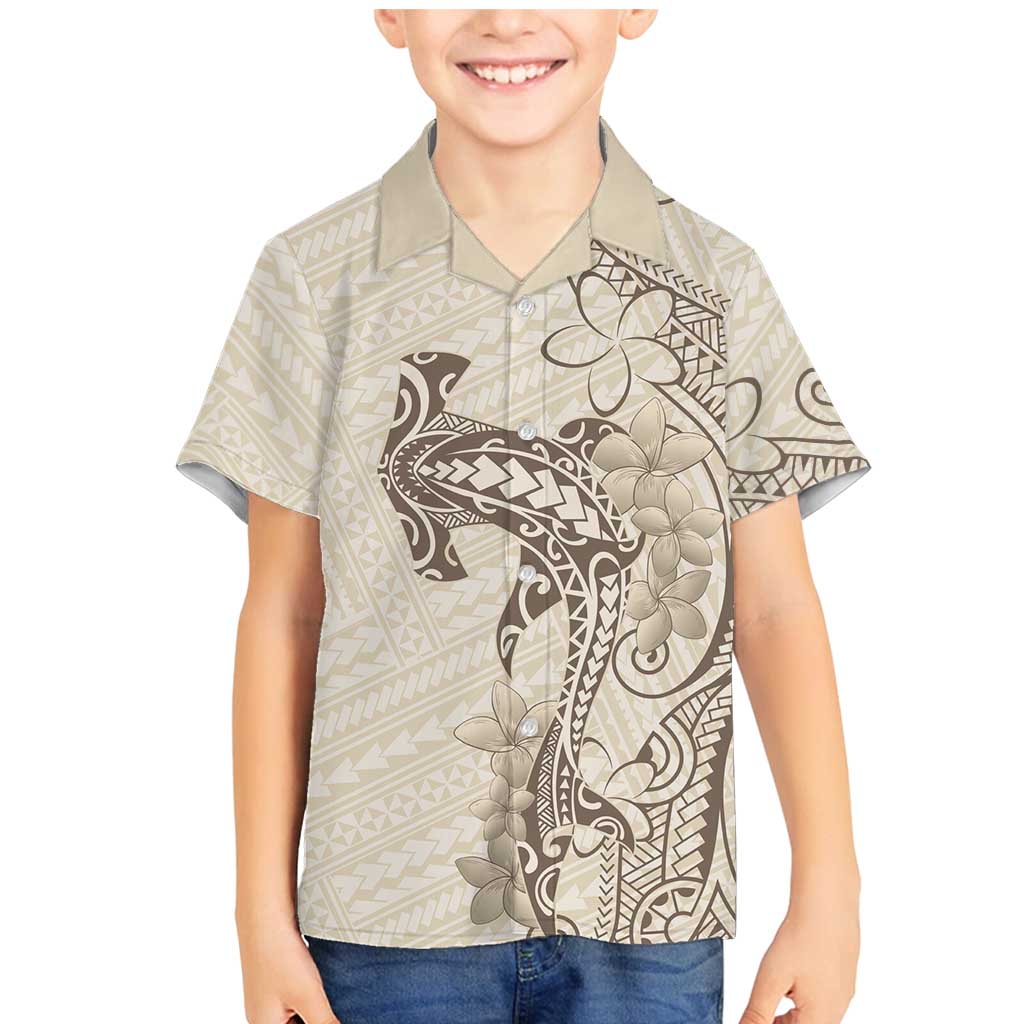 Beige Hawaii Family Matching Mermaid Dress and Hawaiian Shirt Hammerhead Shark Tattoo Curve Polynesian LT14 Son's Shirt Beige - Polynesian Pride