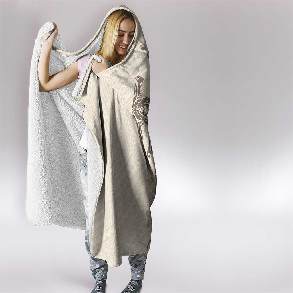 Beige Hawaii Hooded Blanket Hammerhead Shark Tattoo Curve Polynesian LT14 - Polynesian Pride