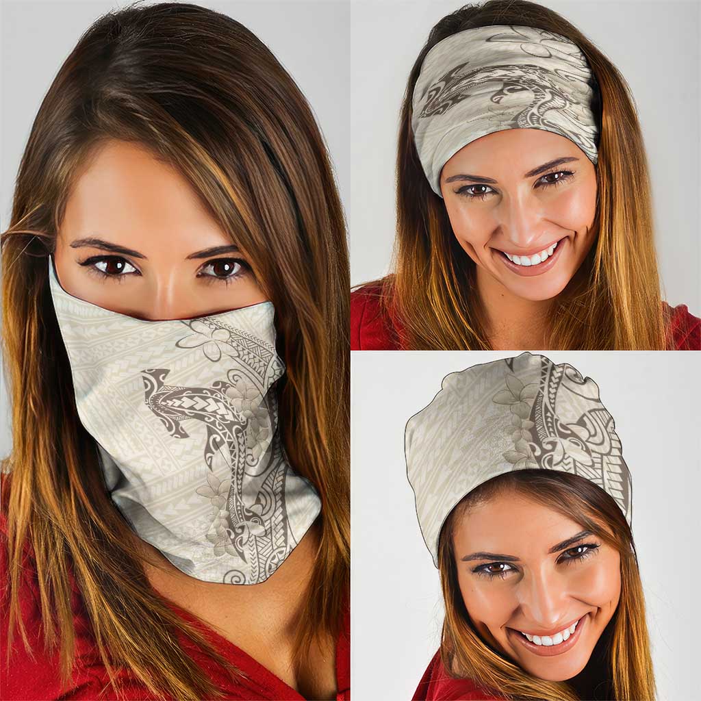 Beige Hawaii Neck Gaiter Hammerhead Shark Tattoo Curve Polynesian LT14 - Polynesian Pride