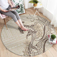 Beige Hawaii Round Carpet Hammerhead Shark Tattoo Curve Polynesian LT14 - Polynesian Pride