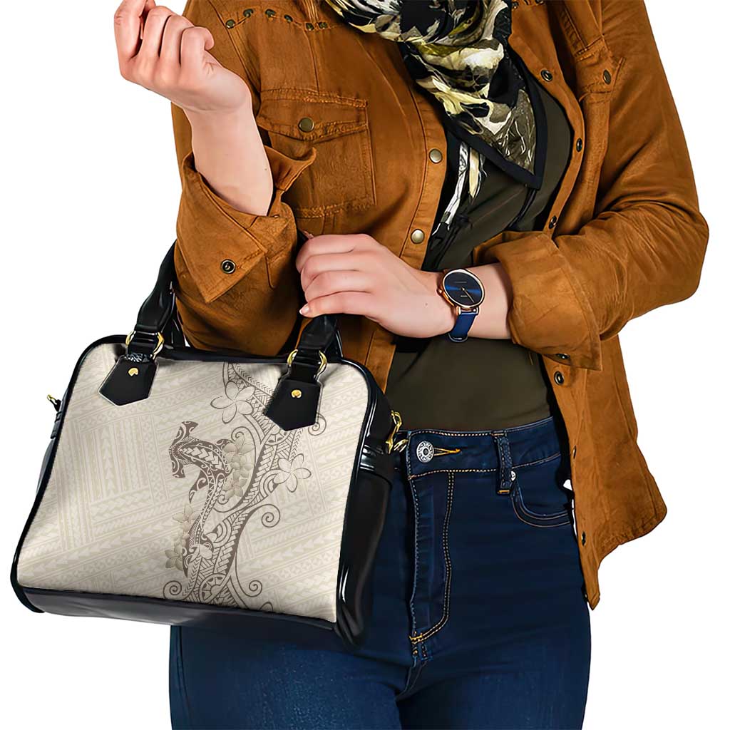 Beige Hawaii Shoulder Handbag Hammerhead Shark Tattoo Curve Polynesian LT14 - Polynesian Pride