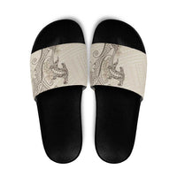 Beige Hawaii Slide Sandals Hammerhead Shark Tattoo Curve Polynesian LT14 Beige - Polynesian Pride
