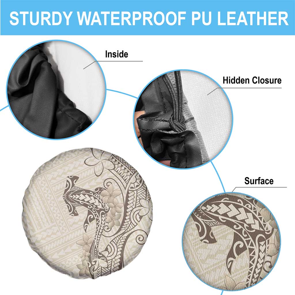 Beige Hawaii Spare Tire Cover Hammerhead Shark Tattoo Curve Polynesian - Polynesian Pride