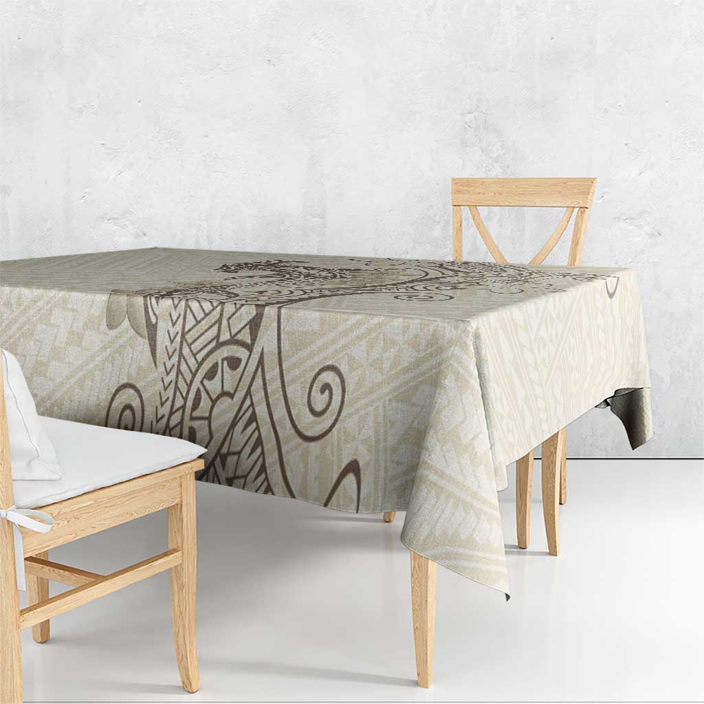 Beige Hawaii Tablecloth Hammerhead Shark Tattoo Curve Polynesian - Polynesian Pride