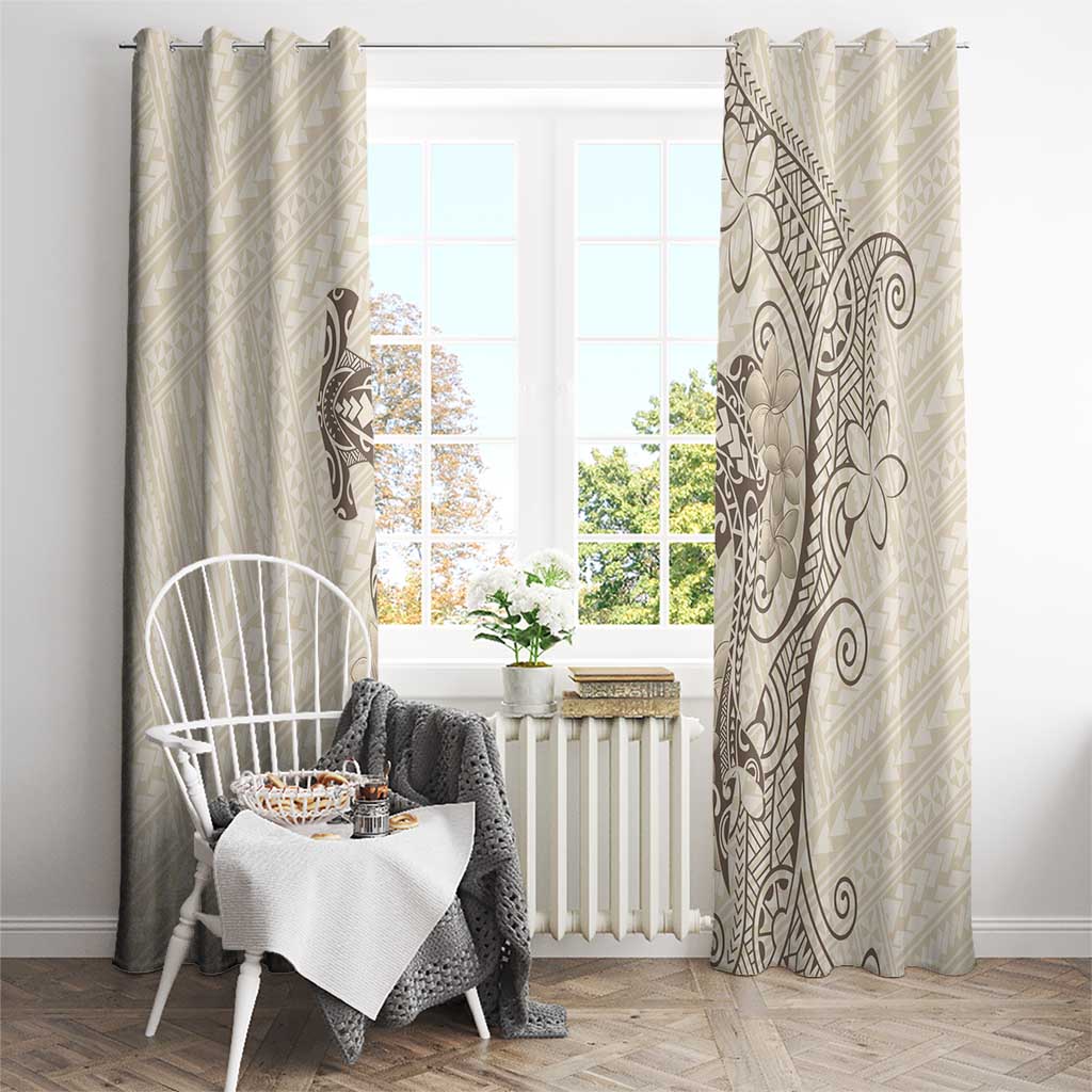 Beige Hawaii Window Curtain Hammerhead Shark Tattoo Curve Polynesian - Polynesian Pride