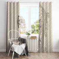 Beige Hawaii Window Curtain Hammerhead Shark Tattoo Curve Polynesian - Polynesian Pride