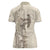 Beige Hawaii Women Polo Shirt Hammerhead Shark Tattoo Curve Polynesian - Polynesian Pride