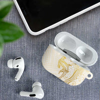 Gold and White Hawaii AirPods Case Hammerhead Shark Tattoo Curve Polynesian - Polynesian Pride