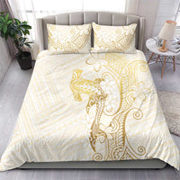 Gold and White Hawaii Bedding Set Hammerhead Shark Tattoo Curve Polynesian LT14 - Polynesian Pride