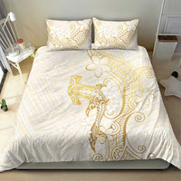 Gold and White Hawaii Bedding Set Hammerhead Shark Tattoo Curve Polynesian LT14 - Polynesian Pride