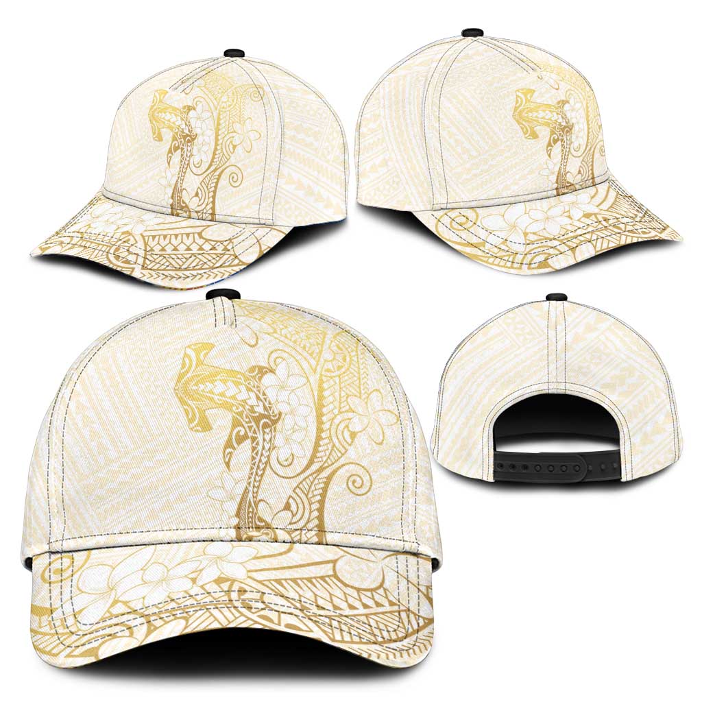 Gold and White Hawaii Classic Cap Hammerhead Shark Tattoo Curve Polynesian - Polynesian Pride