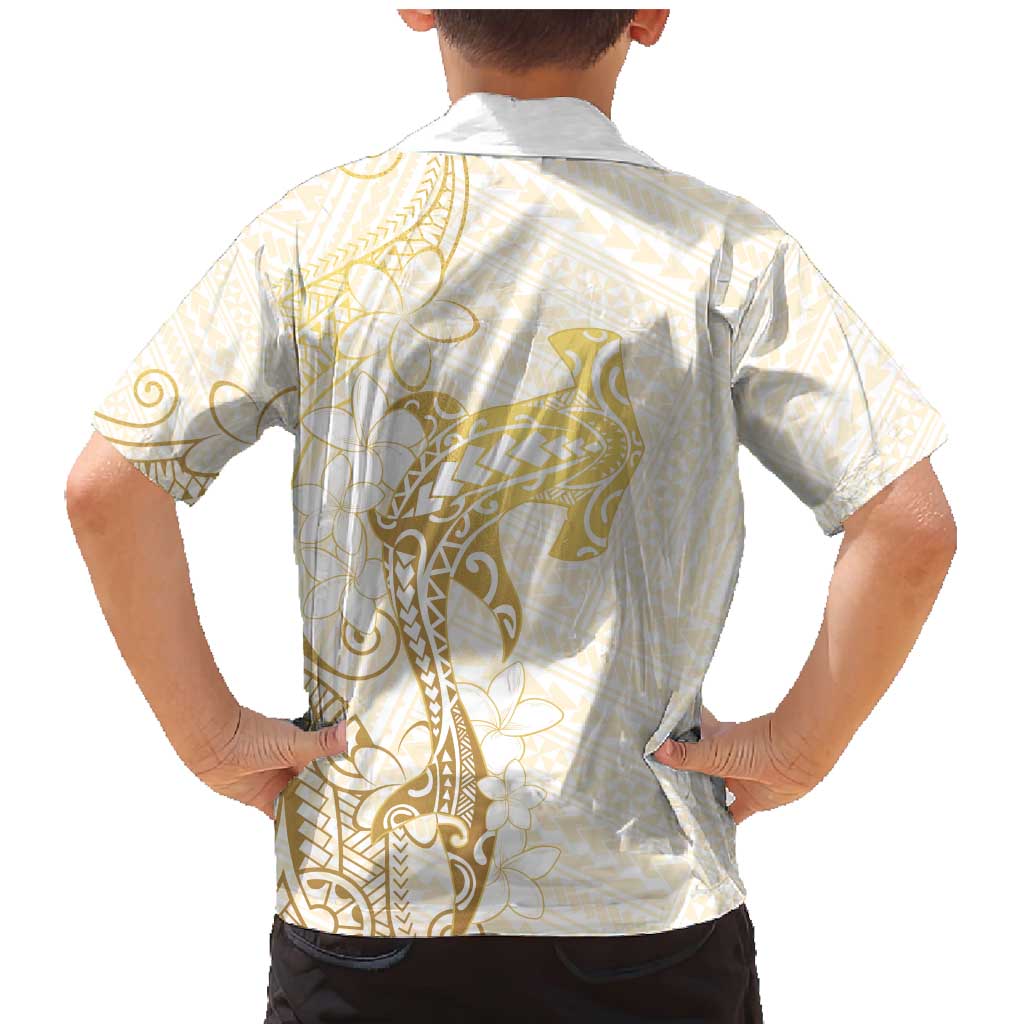Gold and White Hawaii Family Matching Mermaid Dress and Hawaiian Shirt Hammerhead Shark Tattoo Curve Polynesian LT14 - Polynesian Pride