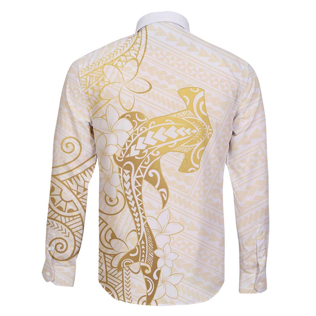 Gold and White Hawaii Family Matching Summer Maxi Dress and Hawaiian Shirt Hammerhead Shark Tattoo Curve Polynesian LT14 - Polynesian Pride