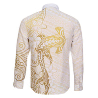 Gold and White Hawaii Family Matching Summer Maxi Dress and Hawaiian Shirt Hammerhead Shark Tattoo Curve Polynesian LT14 - Polynesian Pride