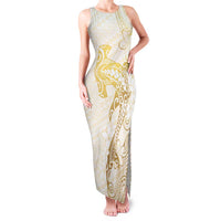 Gold and White Hawaii Family Matching Tank Maxi Dress and Hawaiian Shirt Hammerhead Shark Tattoo Curve Polynesian LT14 Mom's Dress White - Polynesian Pride