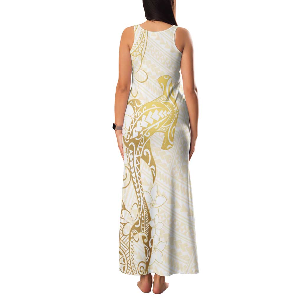 Gold and White Hawaii Family Matching Tank Maxi Dress and Hawaiian Shirt Hammerhead Shark Tattoo Curve Polynesian LT14 - Polynesian Pride