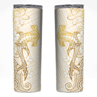 Gold and White Hawaii Skinny Tumbler Hammerhead Shark Tattoo Curve Polynesian LT14 White - Polynesian Pride