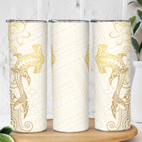 Gold and White Hawaii Skinny Tumbler Hammerhead Shark Tattoo Curve Polynesian LT14 - Polynesian Pride