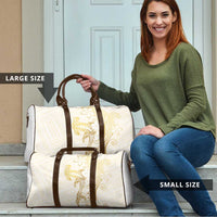 Gold and White Hawaii Travel Bag Hammerhead Shark Tattoo Curve Polynesian - Polynesian Pride