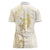 Gold and White Hawaii Women Polo Shirt Hammerhead Shark Tattoo Curve Polynesian - Polynesian Pride