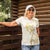 Gold and White Hawaii Women Polo Shirt Hammerhead Shark Tattoo Curve Polynesian - Polynesian Pride