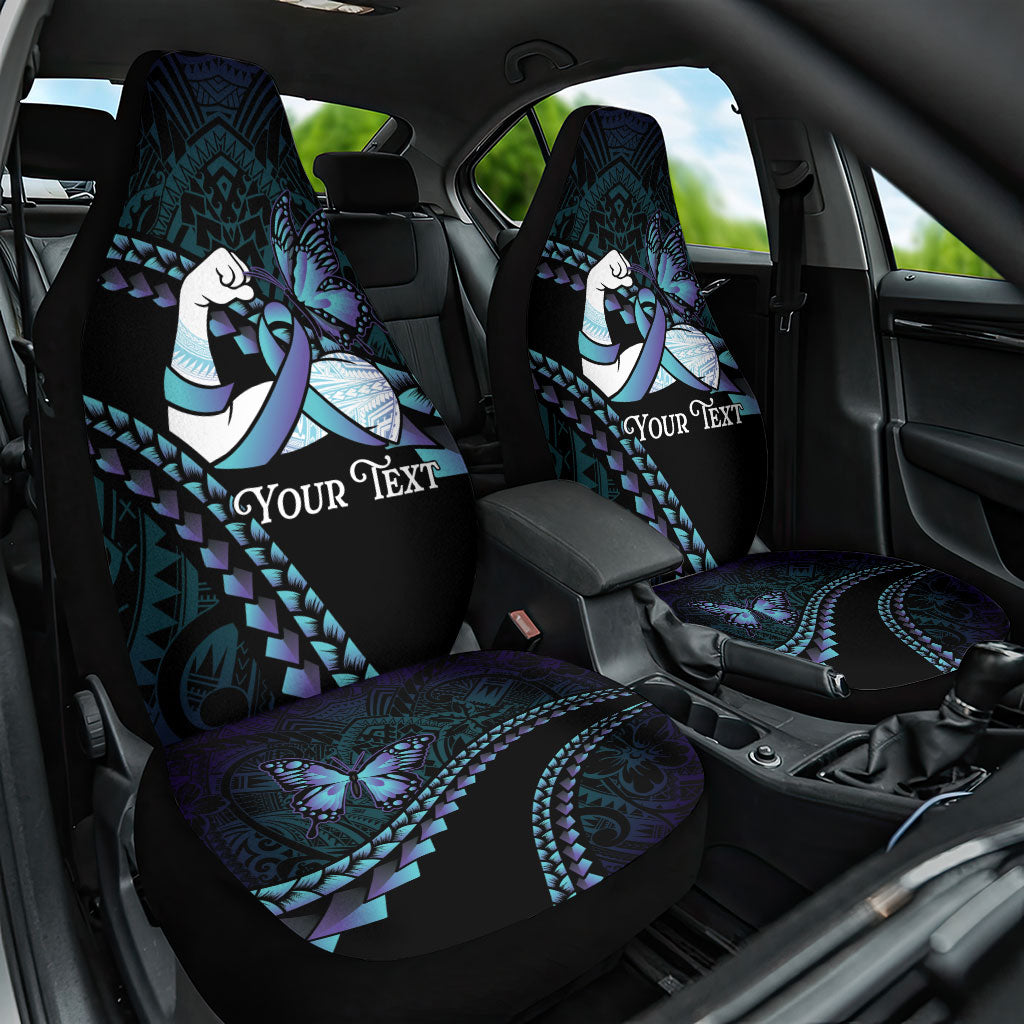 Personalised Polynesia Suicide Prevention Month Car Seat Cover Brave Strong Butterfly Teal Purple Ribbon LT14 One Size Purple - Polynesian Pride