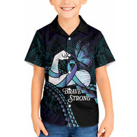 Personalised Polynesia Suicide Prevention Month Hawaiian Shirt Brave Strong Butterfly Teal Purple Ribbon LT14 - Polynesian Pride