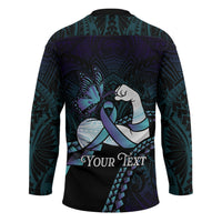 Personalised Polynesia Suicide Prevention Month Hockey Jersey Brave Strong Butterfly Teal Purple Ribbon LT14 - Polynesian Pride