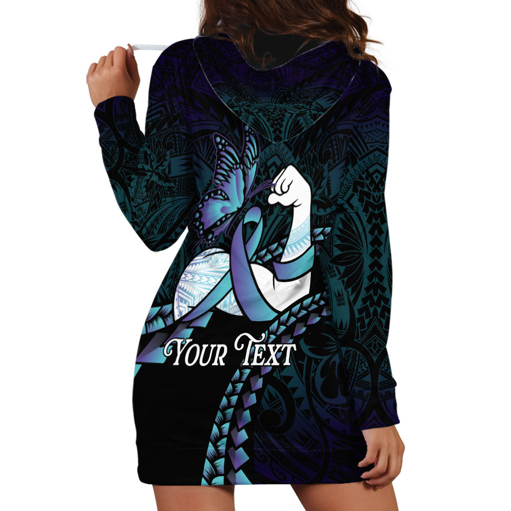 Personalised Polynesia Suicide Prevention Month Hoodie Dress Brave Strong Butterfly Teal Purple Ribbon LT14 - Polynesian Pride
