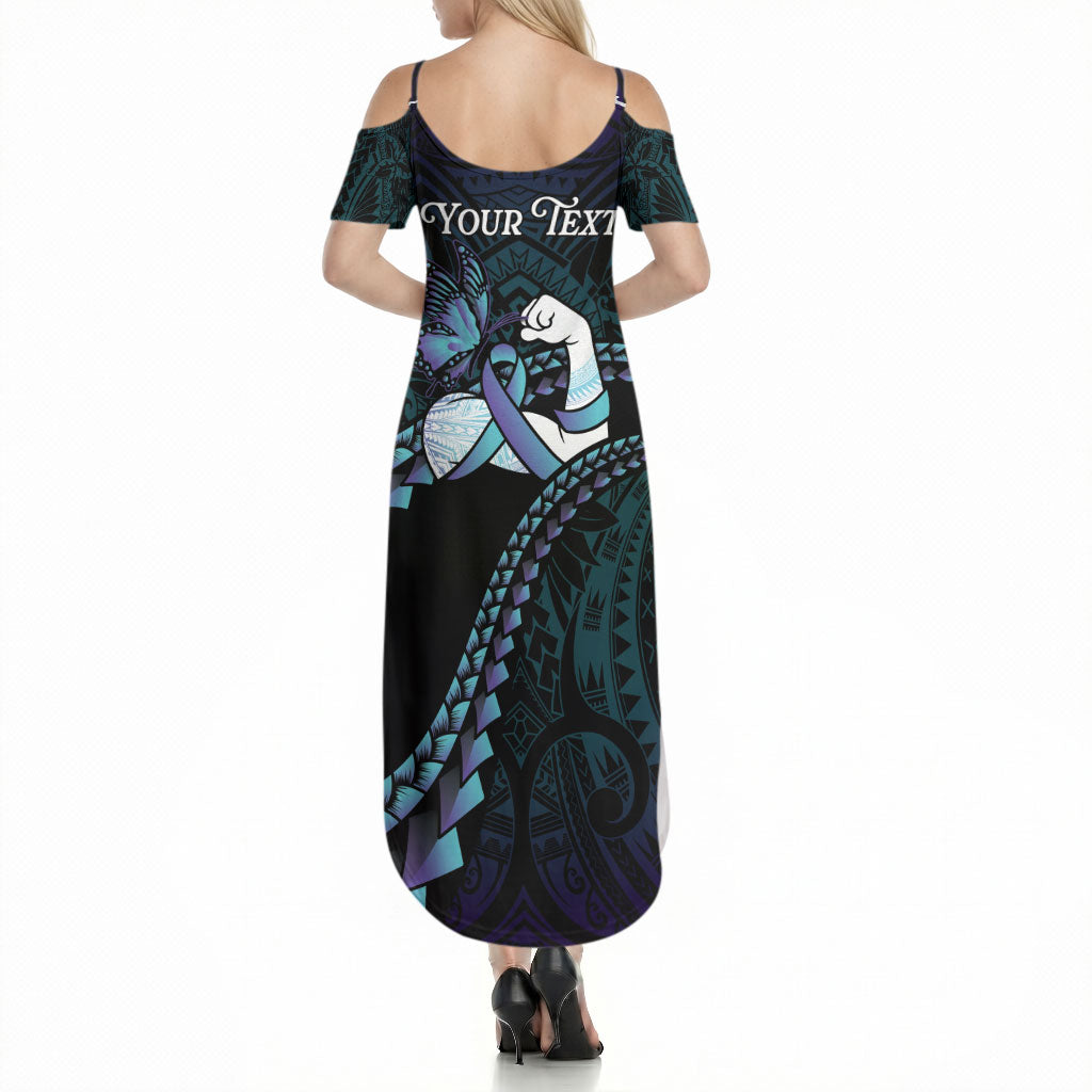 Personalised Polynesia Suicide Prevention Month Summer Maxi Dress Brave Strong Butterfly Teal Purple Ribbon LT14 - Polynesian Pride