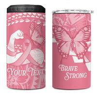 Personalised Polynesia Breast Cancer Awareness 4 in 1 Can Cooler Tumbler Brave Strong Butterfly Pink Ribbon LT14 One Size: 16 oz Pink - Polynesian Pride