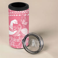 Personalised Polynesia Breast Cancer Awareness 4 in 1 Can Cooler Tumbler Brave Strong Butterfly Pink Ribbon LT14 - Polynesian Pride