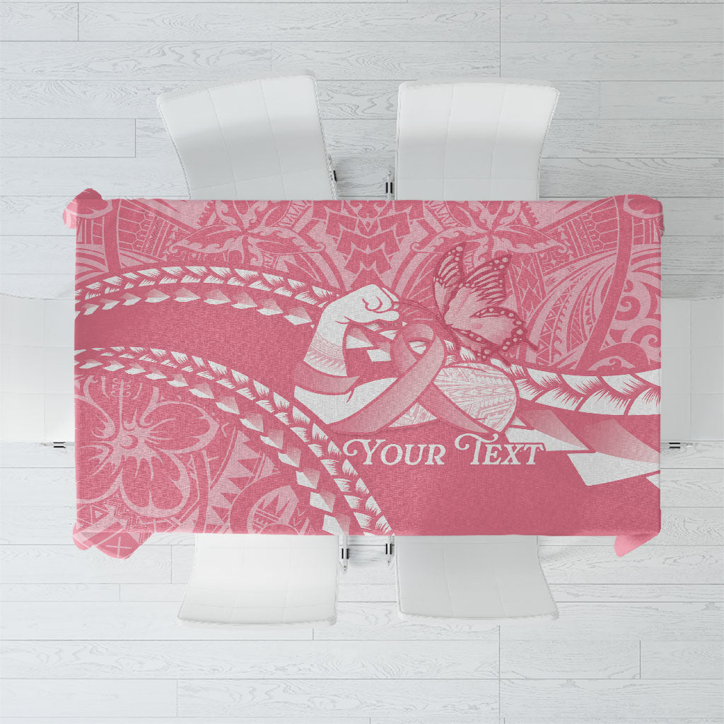 Personalised Polynesia Breast Cancer Awareness Tablecloth Brave Strong Butterfly Pink Ribbon
