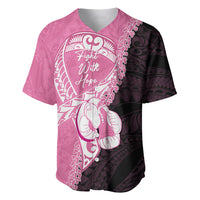 Personalised Polynesia Breast Cancer Awareness Baseball Jersey Fight With Hope Pink Ribbon Boxing Gloves LT14 Pink - Polynesian Pride