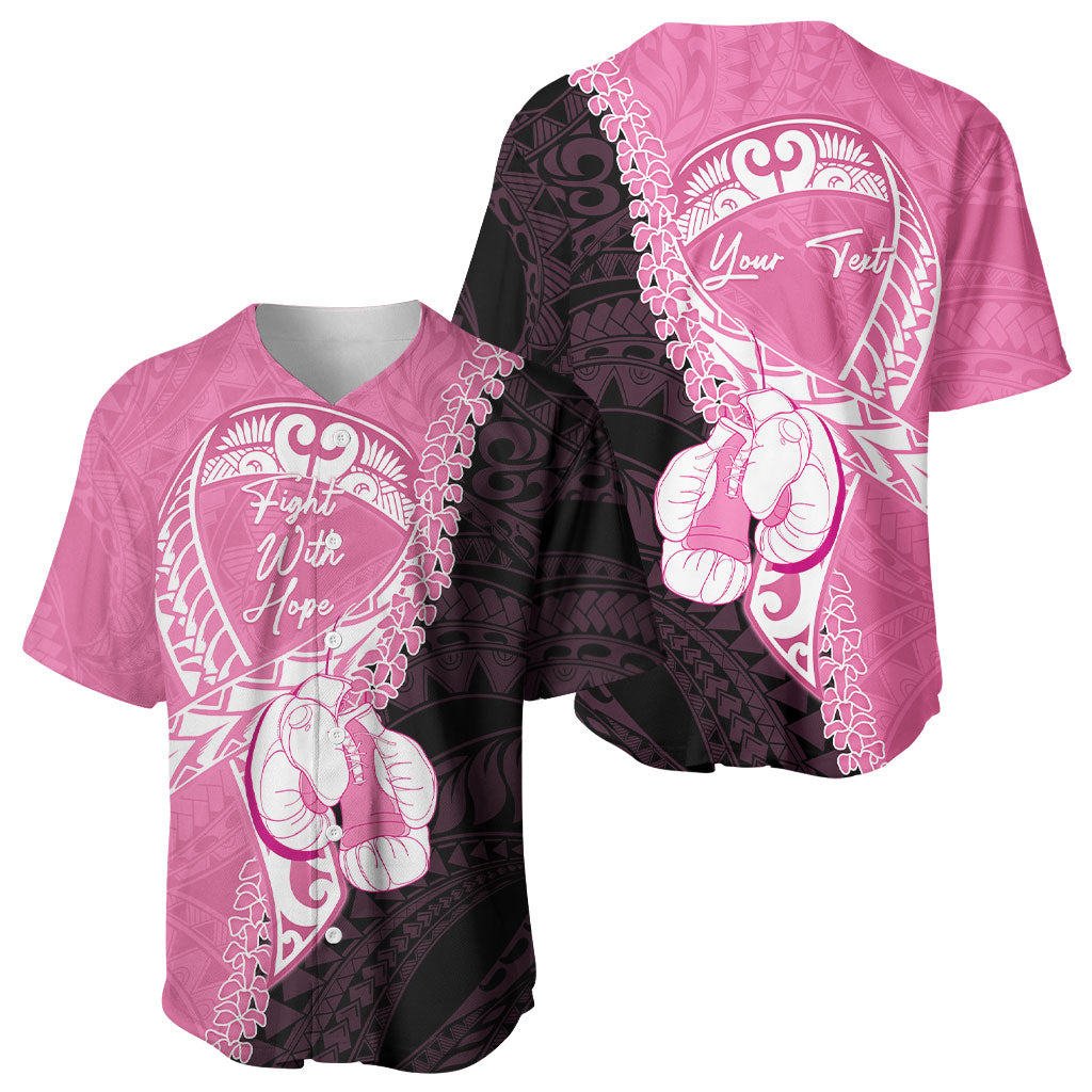 Personalised Polynesia Breast Cancer Awareness Baseball Jersey Fight With Hope Pink Ribbon Boxing Gloves LT14 - Polynesian Pride