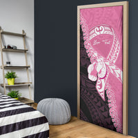 Personalised Polynesia Breast Cancer Awareness Door Cover Fight With Hope Pink Ribbon Boxing Gloves LT14 - Polynesian Pride