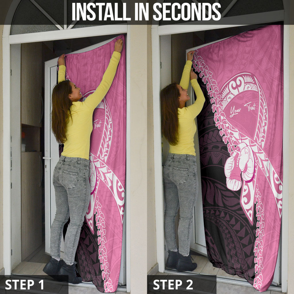 Personalised Polynesia Breast Cancer Awareness Door Cover Fight With Hope Pink Ribbon Boxing Gloves LT14 - Polynesian Pride