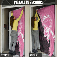 Personalised Polynesia Breast Cancer Awareness Door Cover Fight With Hope Pink Ribbon Boxing Gloves LT14 - Polynesian Pride