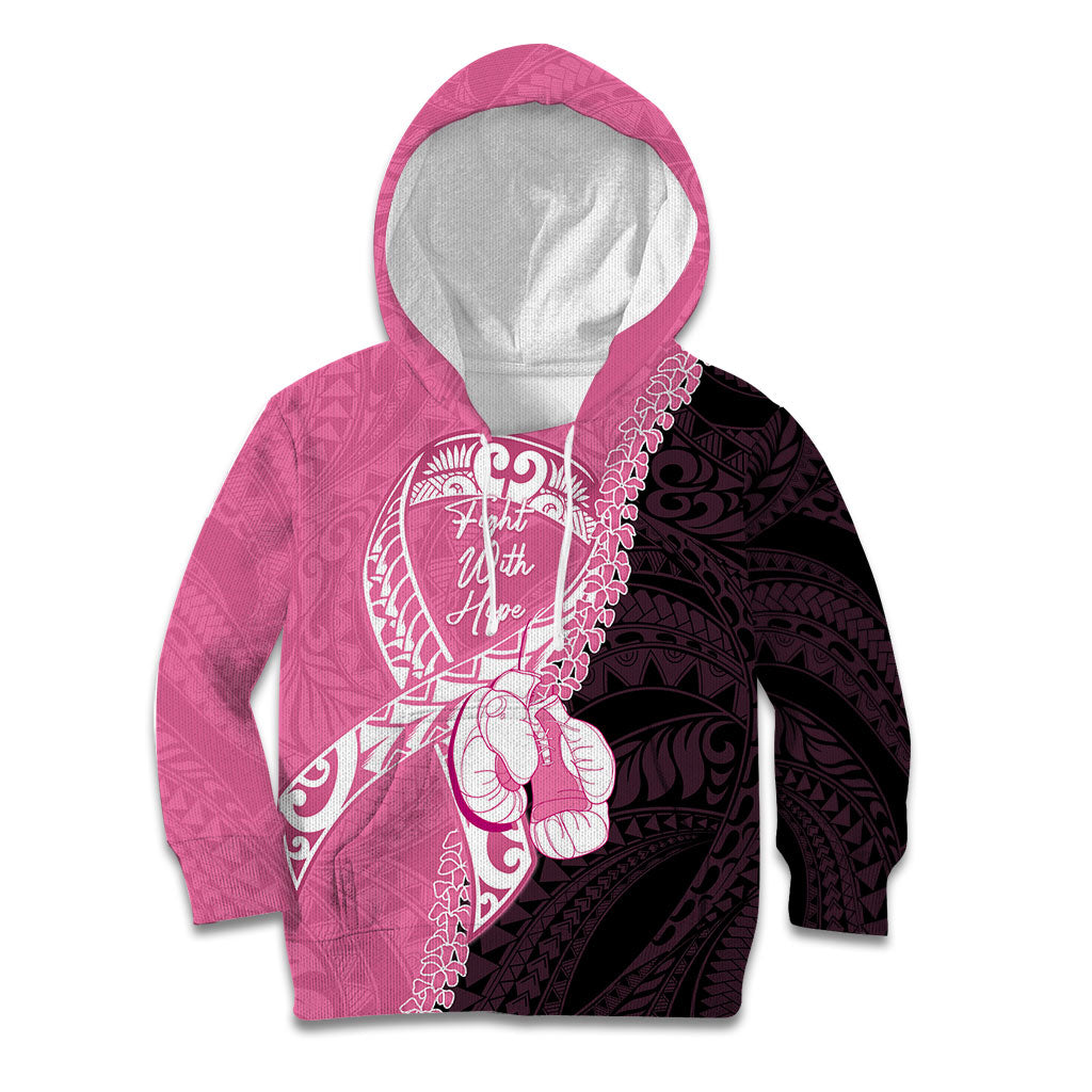 Personalised Polynesia Breast Cancer Awareness Kid Hoodie Fight With Hope Pink Ribbon Boxing Gloves LT14 Hoodie Pink - Polynesian Pride