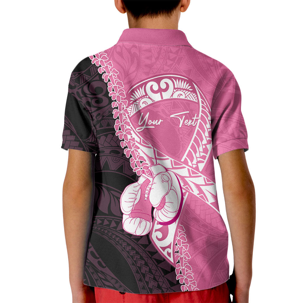Personalised Polynesia Breast Cancer Awareness Kid Polo Shirt Fight With Hope Pink Ribbon Boxing Gloves LT14 - Polynesian Pride