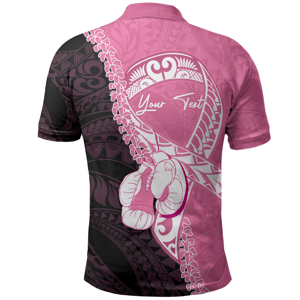 Personalised Polynesia Breast Cancer Awareness Polo Shirt Fight With Hope Pink Ribbon Boxing Gloves LT14 - Polynesian Pride