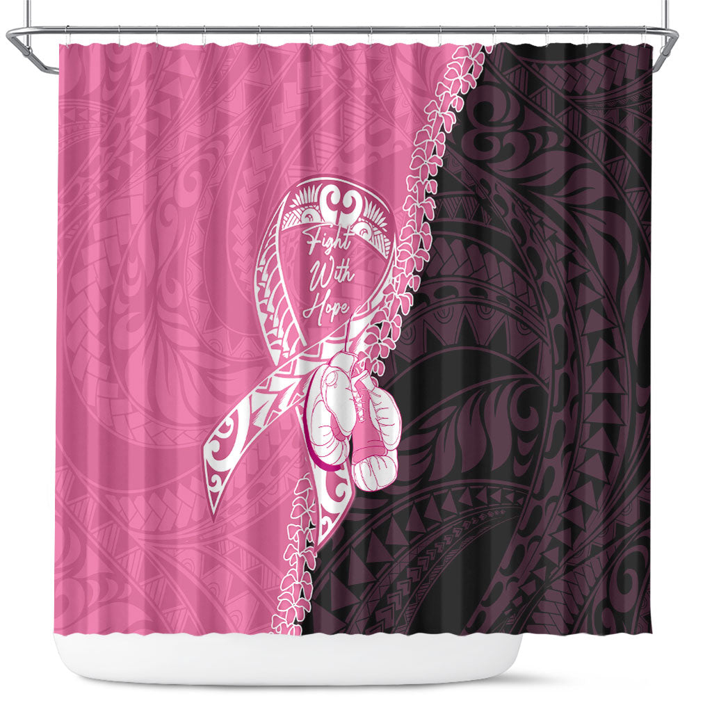 Polynesia Breast Cancer Awareness Shower Curtain Fight With Hope Pink Ribbon Boxing Gloves LT14 Pink - Polynesian Pride