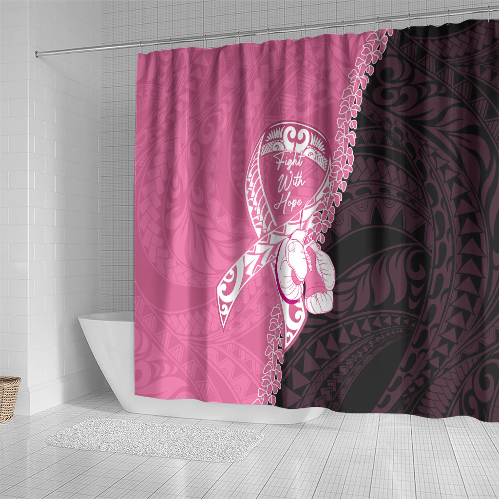 Polynesia Breast Cancer Awareness Shower Curtain Fight With Hope Pink Ribbon Boxing Gloves LT14 - Polynesian Pride