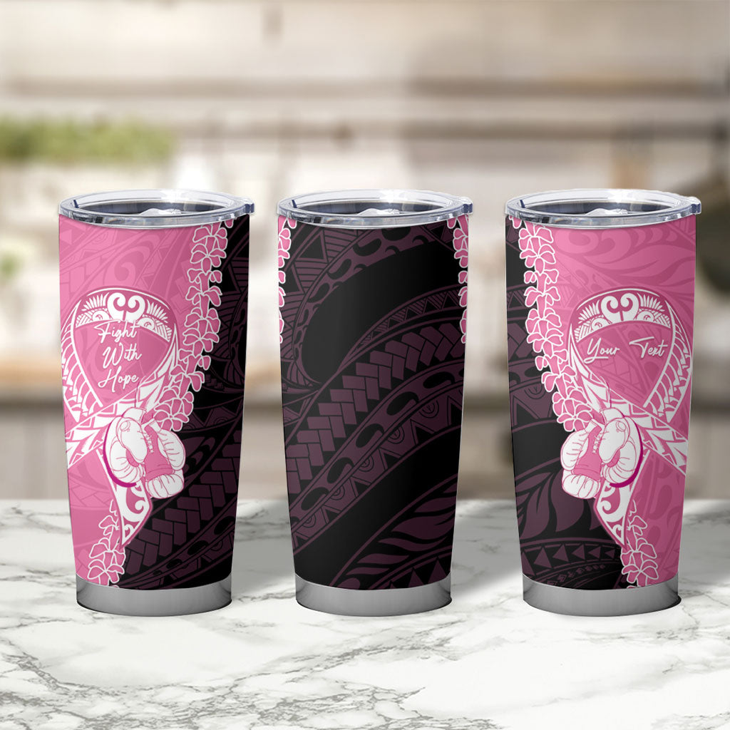 Personalised Polynesia Breast Cancer Awareness Tumbler Cup Fight With Hope Pink Ribbon Boxing Gloves LT14 - Polynesian Pride