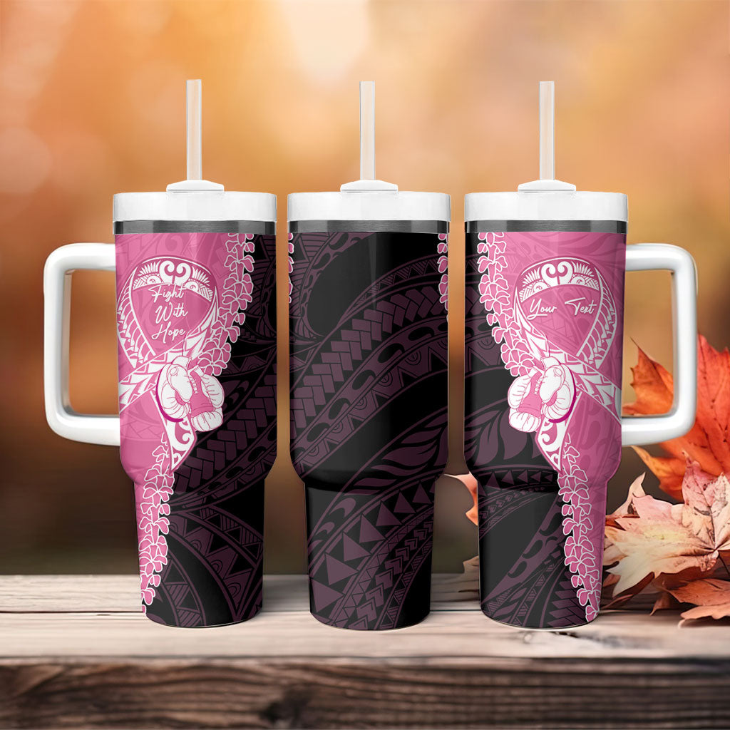 Personalised Polynesia Breast Cancer Awareness Tumbler With Handle Fight With Hope Pink Ribbon Boxing Gloves