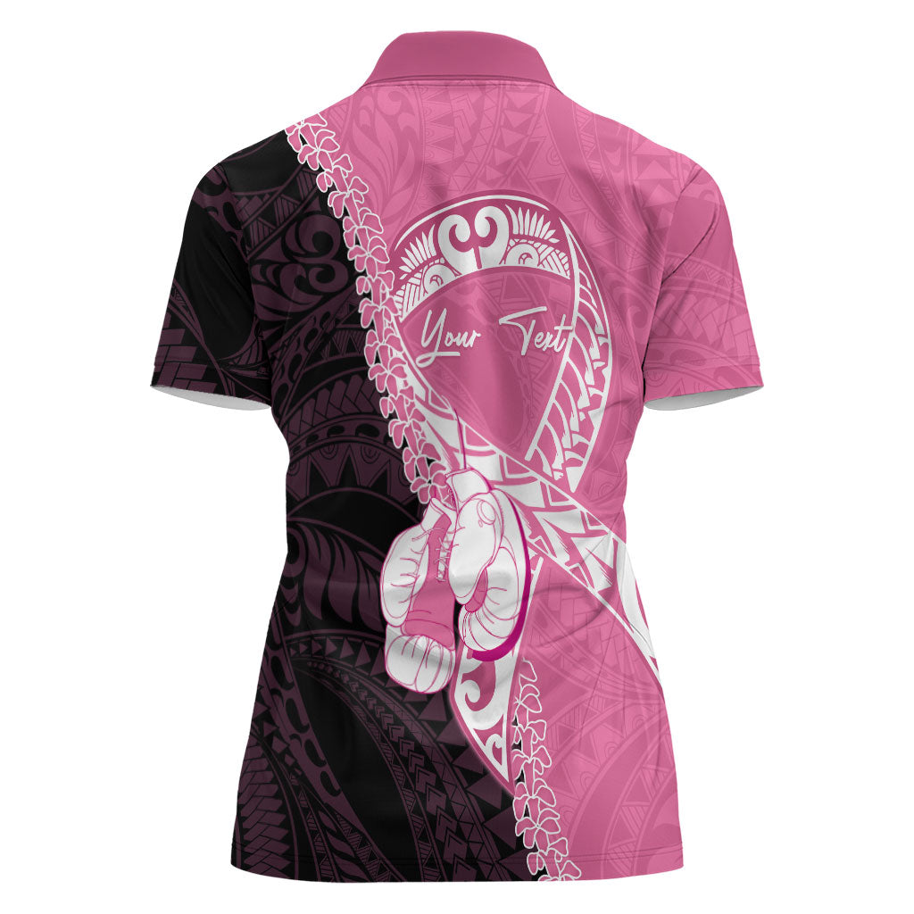Personalised Polynesia Breast Cancer Awareness Women Polo Shirt Fight With Hope Pink Ribbon Boxing Gloves LT14 - Polynesian Pride