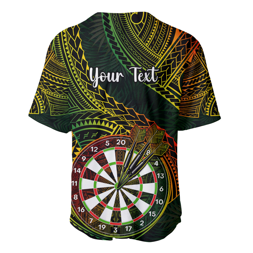 Personalised Polynesian Darts Baseball Jersey Dart Lovers Tribal Pattern Mix Tropical Leaves LT14 - Polynesian Pride