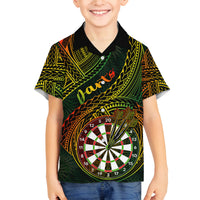 Personalised Polynesian Darts Family Matching Off Shoulder Long Sleeve Dress and Hawaiian Shirt Dart Lovers Tribal Pattern Mix Tropical Leaves LT14 Son's Shirt Reggae - Polynesian Pride