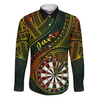 Personalised Polynesian Darts Family Matching Tank Maxi Dress and Hawaiian Shirt Dart Lovers Tribal Pattern Mix Tropical Leaves LT14 Dad's Shirt - Long Sleeve Reggae - Polynesian Pride